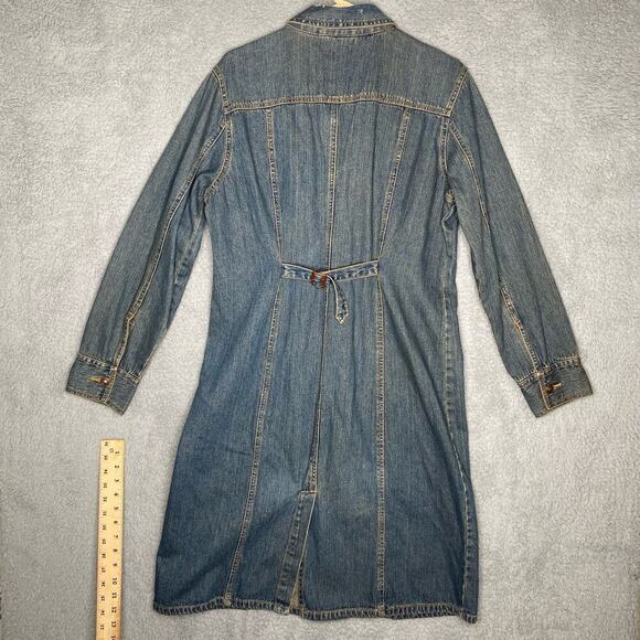 Vintage Faded Glory womens long sleeve denim jean button up dress y2k collar L - Picture 4 of 13